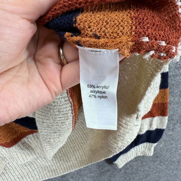 Maurices Sweater Pullover Women L Large Brown Striped Knit Long Sleeve Acrylic - Picture 4 of 7